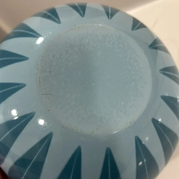Cathrineholm Turquoise Blue On Blue Enamelware Lotus Bowl 11” Diameter MCM - Picture 15 of 17